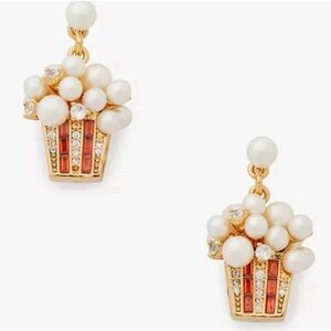Kate Spade New York Carnival Popcorn Drop Earrings Gold Red Faux Pearl Cinema